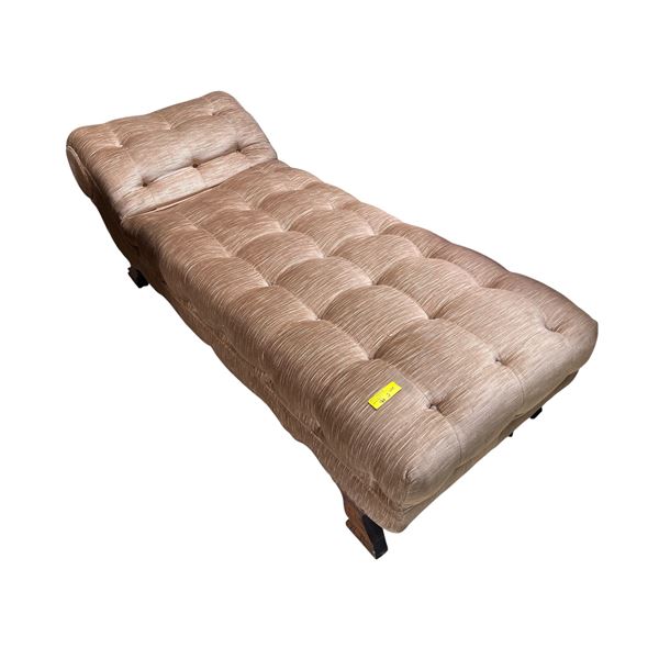 Tan Tufted Upholstered Chaise Lounge Bench, Approx. H22" x W25" x L70"