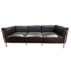Image 1 : Black Faux-Leather 3-Seater Sofa, H27" x W80" x D25"