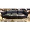 Image 2 : Black Faux-Leather 3-Seater Sofa, H27" x W80" x D25"