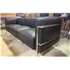 Image 3 : Black Faux-Leather 3-Seater Sofa, H27" x W80" x D25"