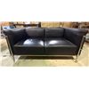 Image 2 : Black Faux-Leather 2-Seater Sofa, H27" x W57.5" x D25"