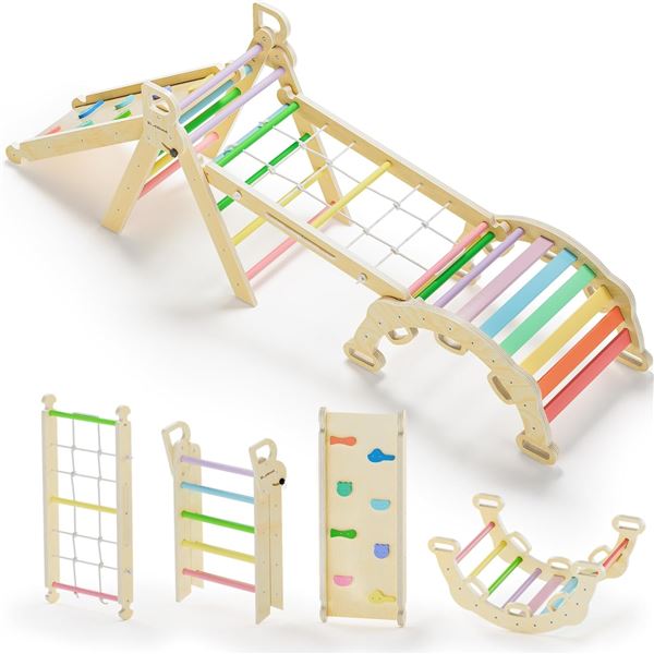 New - BlueWood Set 8 in 1 Pikler Triangle Climbing - RV: $199.99 CAD - Toddler Toys