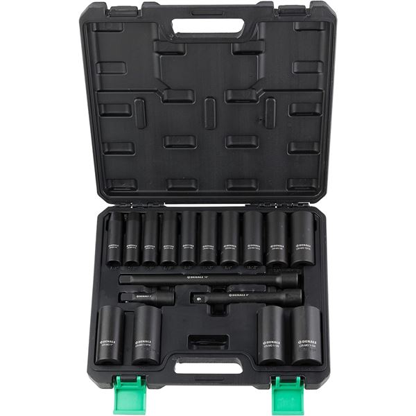 Denali 1/2" Drive SAE Deep Impact Socket Set with Carrying Case (17-Piece)