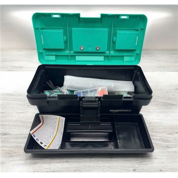 New - Amazon Basics Turquoise 150-Piece Home Tool Kit