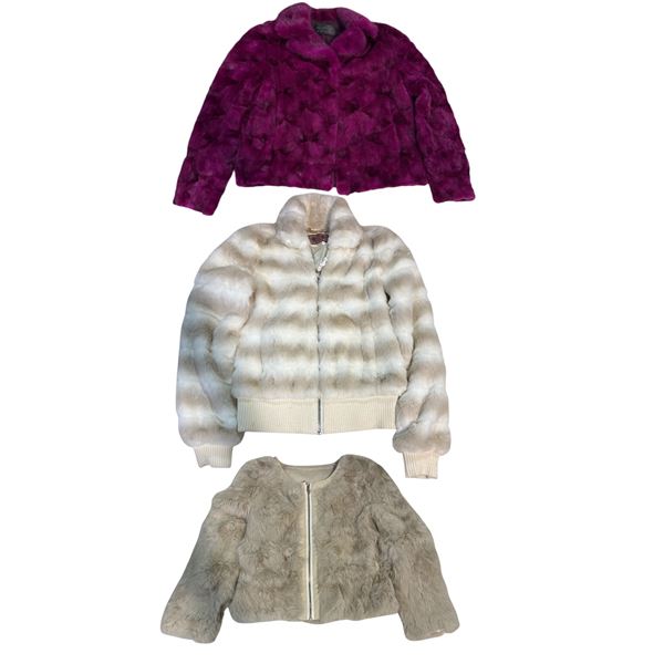 3-Pcs Fuzzy Plush Faux Fur Coats Includes Juicy Couture (szie S)