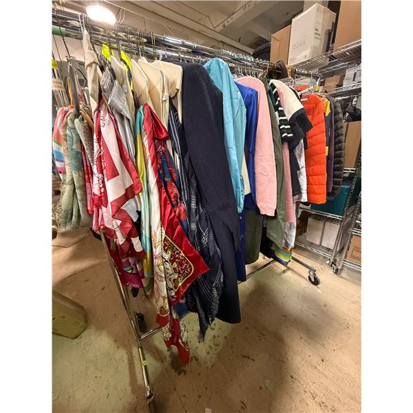 Full Rack of Apparel, Outerwear, and Colorful Scarves (Rack Not Included)