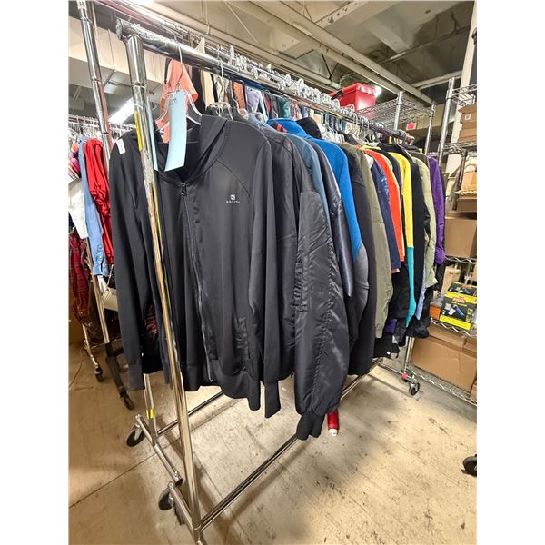 Rack of Assorted Athletic Jackets & Windbreakers (Various Brands, Rack Not Included)