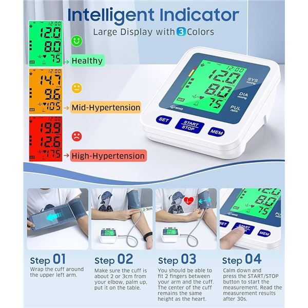 New - Group of 4 Blood Pressure Monitor - RV: $160 CAD, Upper Arm Large Cuff 22-42cm