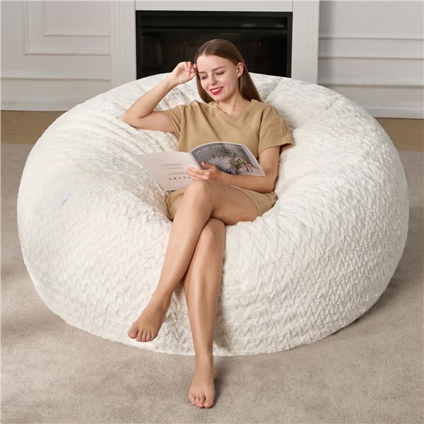New - Hobestluk 5ft Bean Bag Chair, White - RV: $109.99 CAD (X004KT21XR)