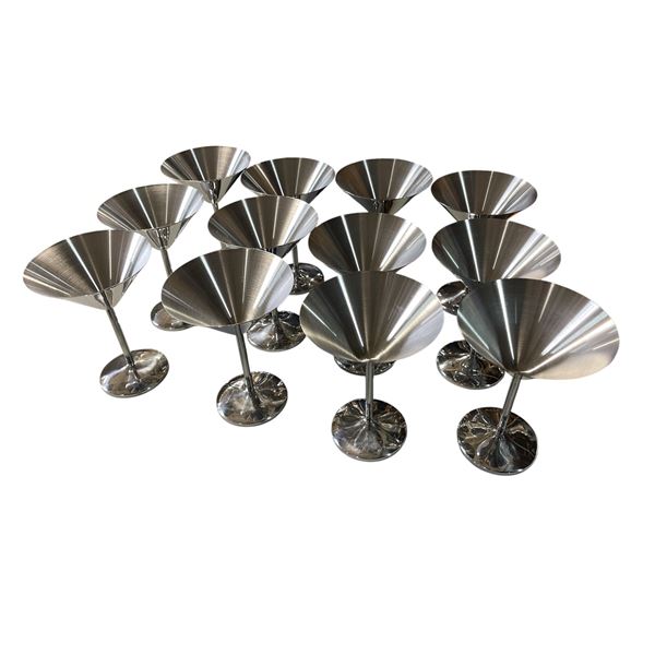 12-Pcs Martini Glasses and Folding Wooden Wine Rack