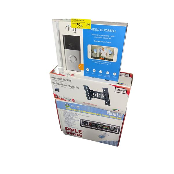 Ring Video Doorbell, Pyle Car Stereo Receiver, Adjustable TV Mount