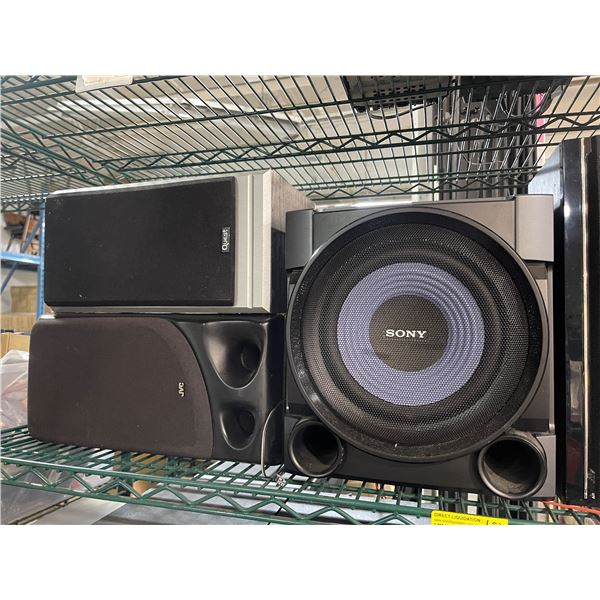 5 Mixed Home Audio Speakers Inclcudes Sony, JVC, Toshiba, Quest