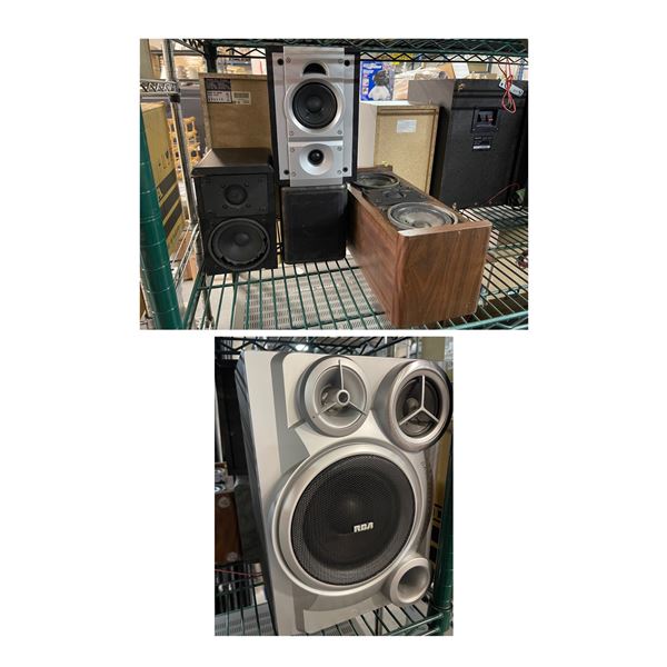 RCA Receiver and 5 Mixed Speakers - As Is