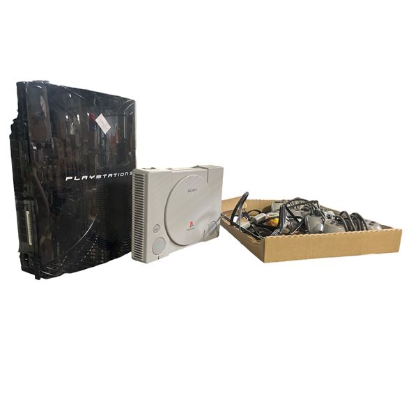 Sony PlayStation 1 (SCPH-5501) and PlayStation 3 (CECHK01), with 4 Controllers