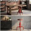 Image 2 : New - NACH Leo Adjustable Industrial Stool, Red - 18" x 18" x 24"