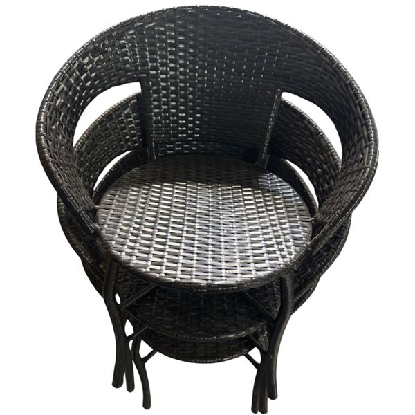 Group of 3 Woven Brown Wicker Patio Chairs