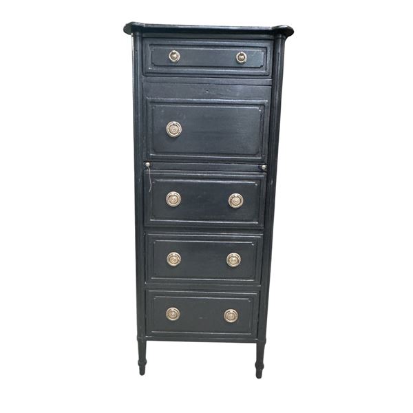 Black 4-Drawer Wooden Dresser, H50" x W21" x D14"
