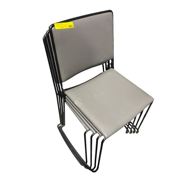 4 Grey Metal Frame Dining Chairs