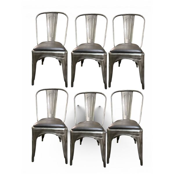 Group of 6 Gunmetal Dining Chairs