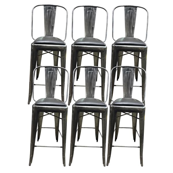 Group of 8 Gunmetal Bar Stools