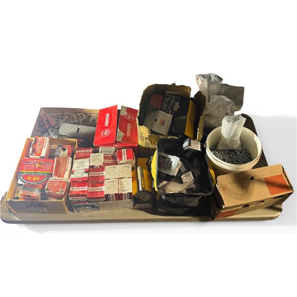 Group of Assorted Tools - Includes Pliers, DeWalt power Studs, Nails, Bolts etc