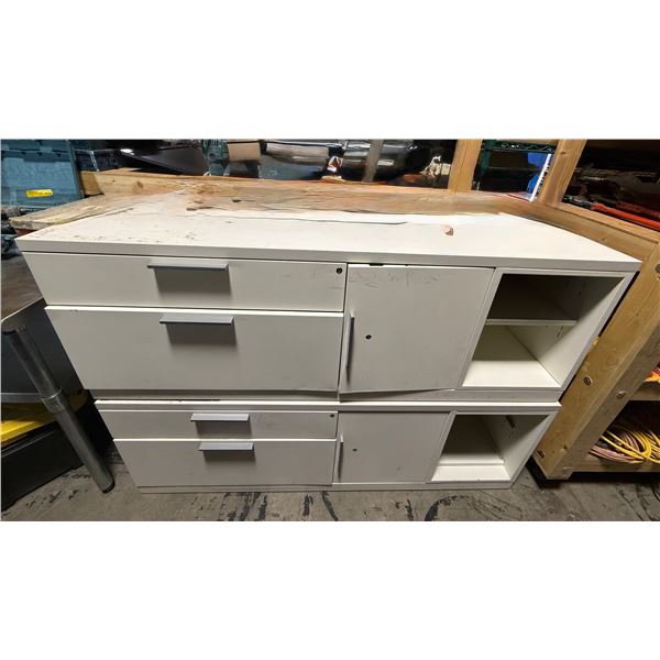 Group of 2 White Cabinets - Approx 60" x 20" x 21"