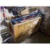 Image 1 : Group of Assorted Industrial Cleaning Items, Wooden Crate on wheels and more