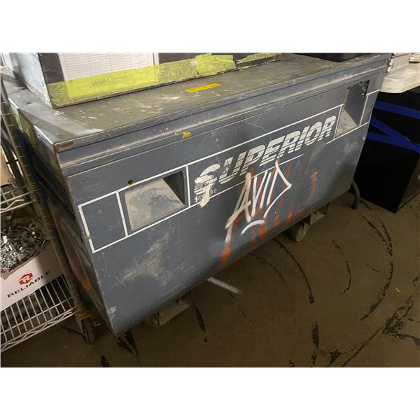 Group of Large Superior Job Site Chest and Assorted Tools