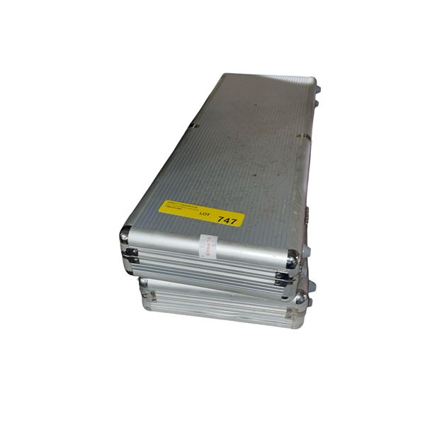 Group of 2 Aluminum Cased Poker Set with Cards and Buttons