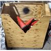 Image 1 : Large Wooden Crate on Wheels With Contents - Includes Traffic Cones,  Fire Extinguisher, etc