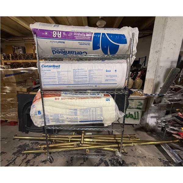 Group of 3 Assorted Insulations & Metal Pipes - Includes Fibre Glass Insulation, R-8