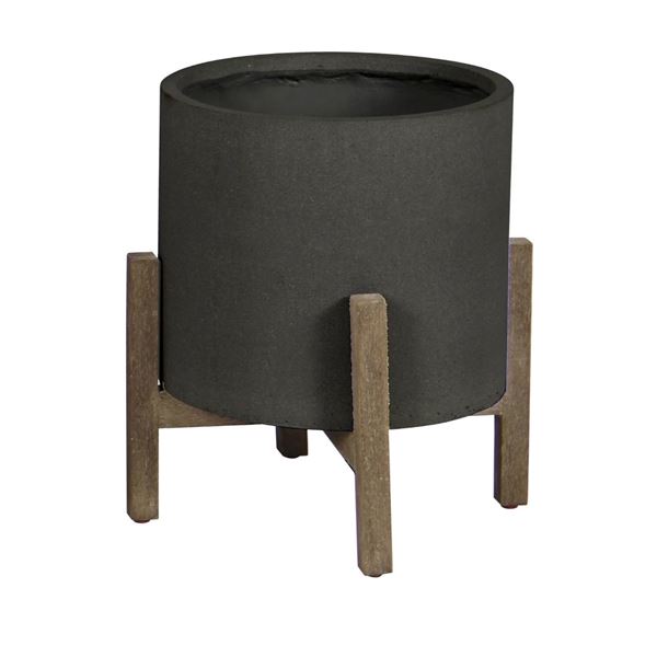 Group of 2 LH Patio Round Standing Pot Small - Black Stone