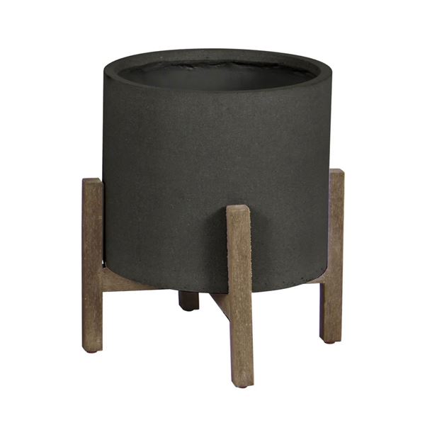 BNIB - Group of 2 LH Round Patio Pots small - Black Stone