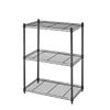 Image 1 : Supreme 3 Tier Metal Shelving Black - Approx 14" x 36" x 36"