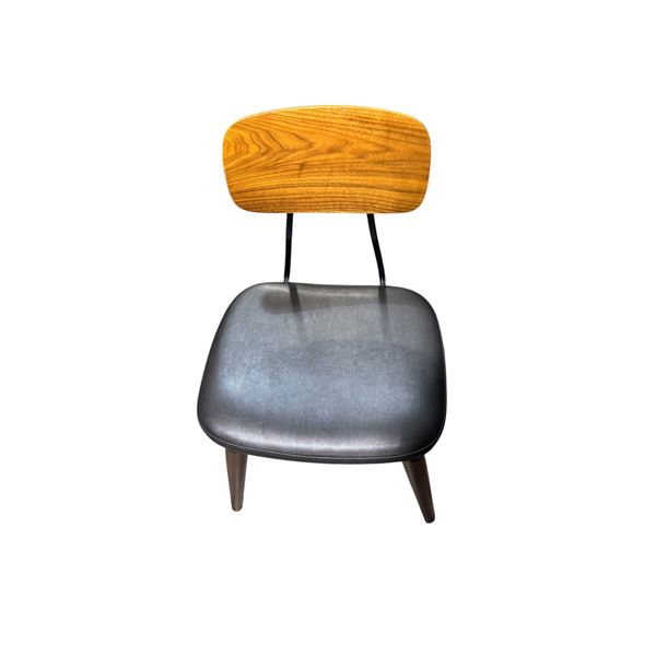 Group of 6 Mid-Century Style Wooden Dining Chairs with Leather Seats