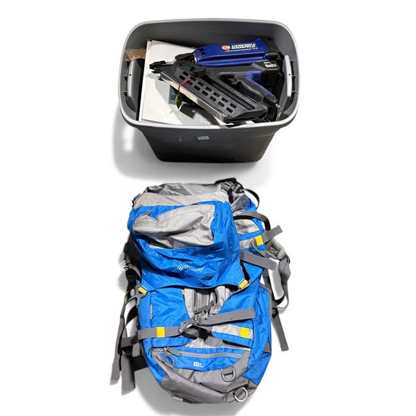 Group of Various Items & Power Tools - Includes Camping Bag, Drill, Framing Nailer etc