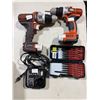 Image 2 : Group of 2 Cordless Drills, Bosch Impact Driver Bit Set & Charger