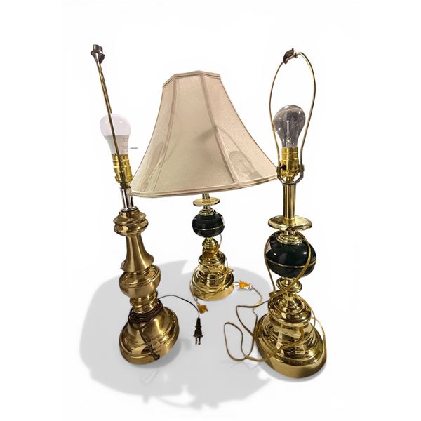 Group of 3 Lamps - Golden and Green - One shade
