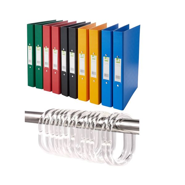 Pallet of Amazon Basic Items - Includes Shower Curtain Hooks, A4 2-Ring Binder 25mm Spine