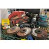 Image 1 : Assorted Power Tools - Belt Sander, Makita Palm Sander, Angle Grinder & Walter Grinding Discs