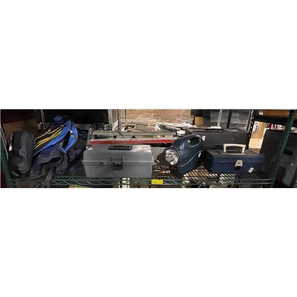 Shelf Lot - Tackle Tool Boxes, Fishing Boxes, Spotlight, and More
