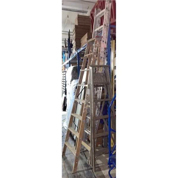 Group of 3 Tall Ladders, Approx. H71"-118"