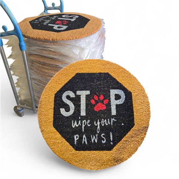 NEW - 4 Cats & Dogs Stop "Wipe Your Paws" Round Entrance Mats - 60cm Round (approx. 25 pcs)