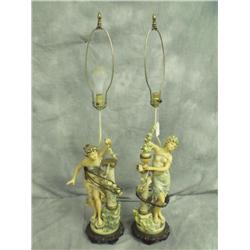 Pair of French Bronze Painted Lamps