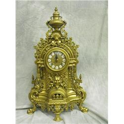 Antique Brass Tiffany Style Mantel Clock