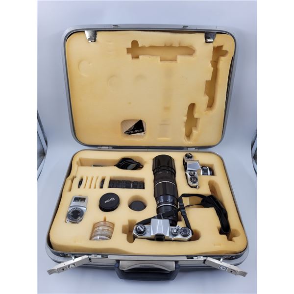 2 Asahi Pentax Cameras w/ Assorted Lenses & Samsonite Case