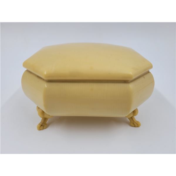 Footed French Ivory Trinket Box Made in England
