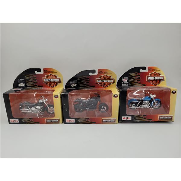 3 Maisto Diecast Harley-Davidson Motorcycles