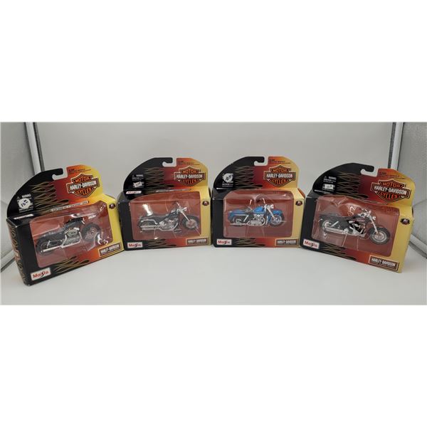 4 Maisto Diecast Harley-Davidson Motorcycles