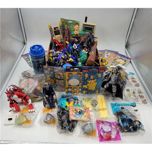 Lot of Assorted Toys w/ Stickers, Action Figures, & More
